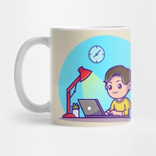 Cute Boy Study With Laptop Mug